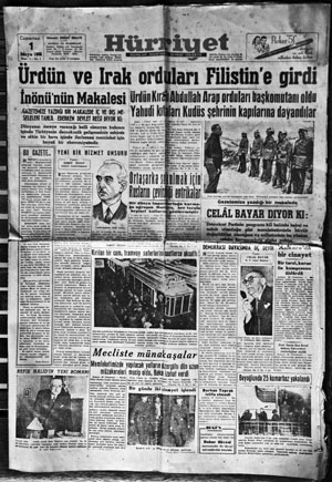 Vartan Melikyan’ın klişelerini yaptığı, Hürriyet’in 1948’de yayımlanan ilk sayısı.