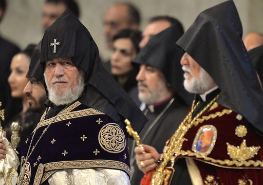 Karekin II, head of the Armenian Apostolic Church, attended the mass held at the Vatican.