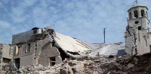 Tel Tal'de bulunan ve IŞİD tarafından bombalanan St. Odisho Süryani Kilisesi