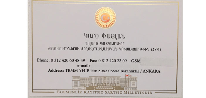 Dünya Anadil Günü'nde Meclis'te Ermenice kartvizit