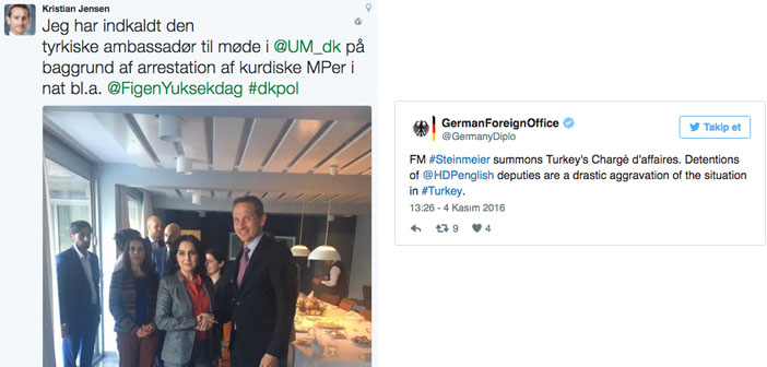 Almanya ve Danimarka, Türkiye büyükelçilerini çağırdı