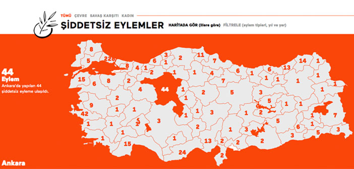 Türkiye’nin şiddetsiz eylem haritası yayında