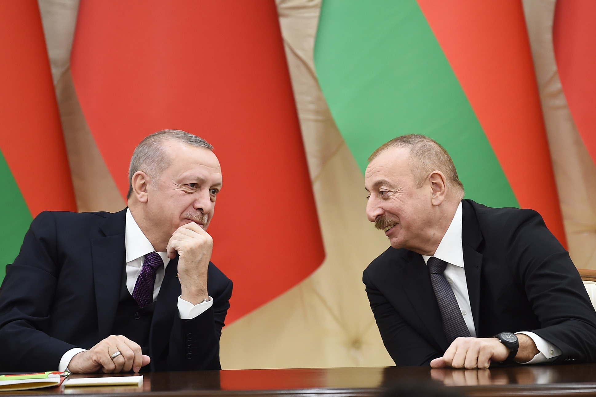 Recep Tayyip Erdoğan ve İlham Aliyev İkinci Karabağ Savaşından sonra.jpg