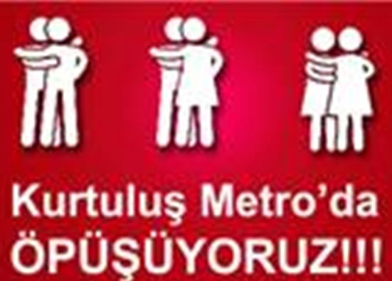 Ankara metrosunda öpüşme eylemi!