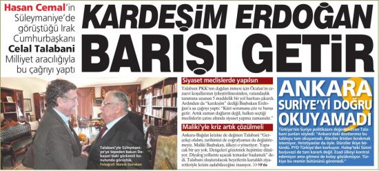 Talabani: PKK silah bırakmak için bana geldi
