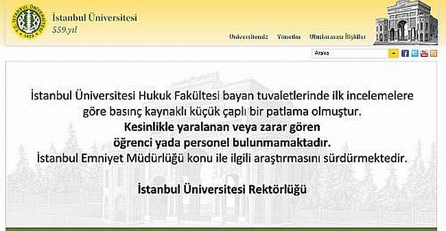 İstanbul Üniversitesi'nde patlama meydana geldi